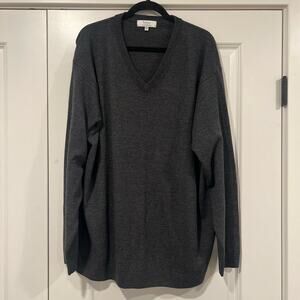 Turnbury Men's Vneck Sweater Dark Grey‎ Extrafine Merino Wool Size 3XT